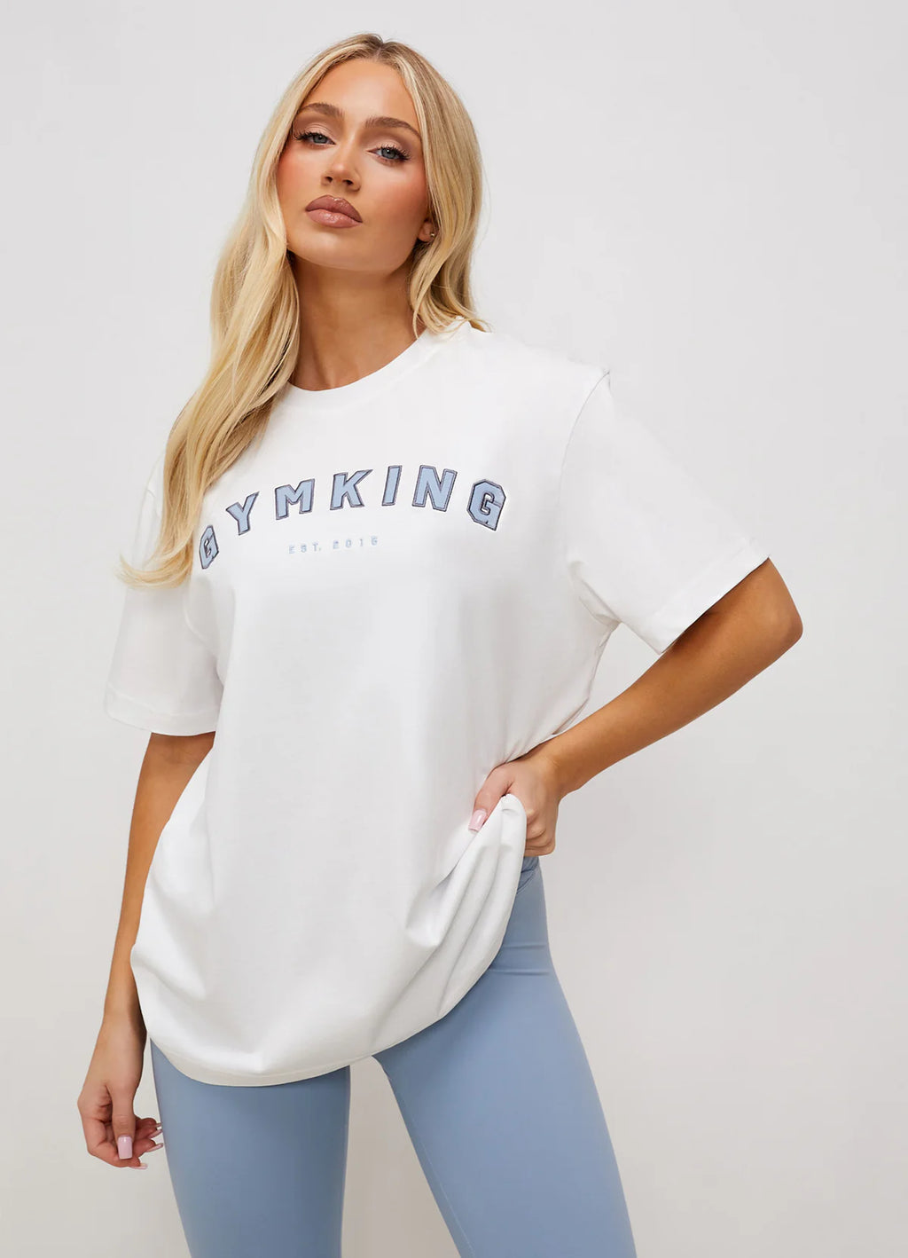 Gym King - Shadow Boyfriend Tee - White - uptowngirlhu