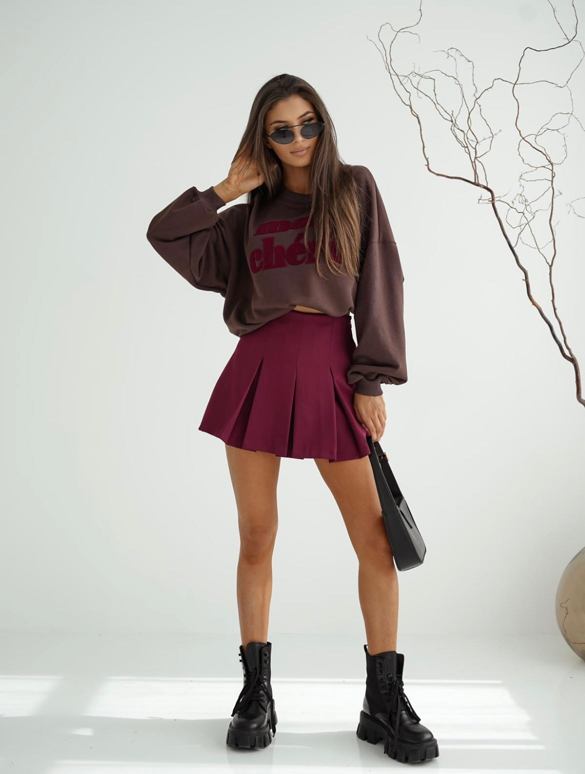 MeGusta - Mon Chéri Sweatshirt - Brown, Burgundy