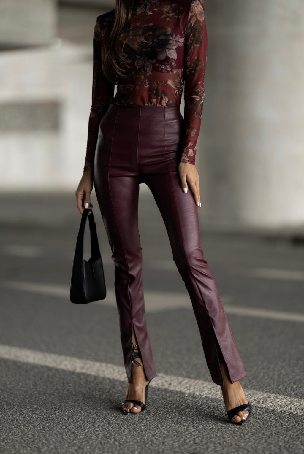 MeGusta - High Waist Leggings - Burgundy