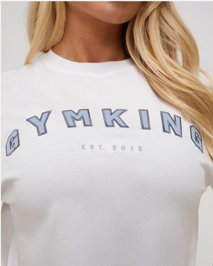 Gym King - Shadow Boyfriend Tee - White - uptowngirlhu